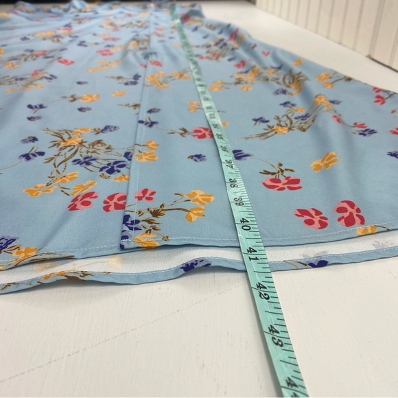 Cider‎ Spaghetti Strap Blue Floral Pattern High Slit Midi Dress Sz XL - Picture 11 of 13